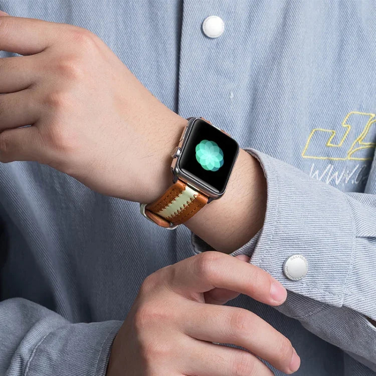 Dây thay thế da bò phát quang, Dành cho Apple Watch Series 7 41mm / & 6 & SE & 5 & 4 40mm, Dành cho Apple Watch Series 7 45mm / & 6 & SE & 5 & 4 44mm