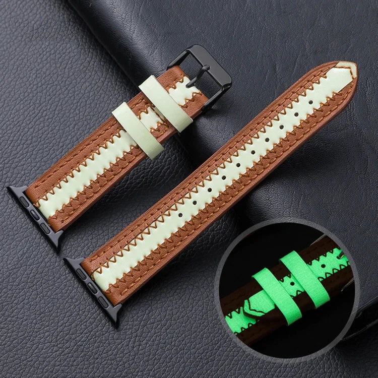 Dây thay thế da bò phát quang, Dành cho Apple Watch Series 7 41mm / & 6 & SE & 5 & 4 40mm, Dành cho Apple Watch Series 7 45mm / & 6 & SE & 5 & 4 44mm