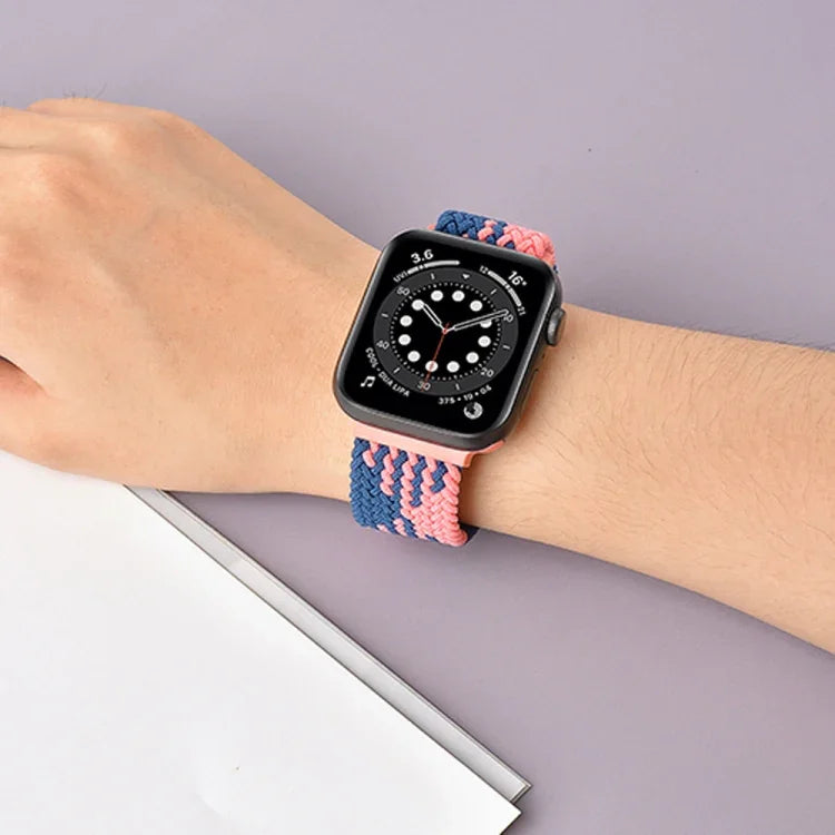 Dây đồng hồ đàn hồi bện kiểu khóa cài cho Apple Watch Series 9&8&7 41mm / SE 3&SE 2&6&SE&5&4 40mm / 3&2&1 38mm (Màu cầu vồng), Dành cho Apple Watch Series 7 45mm / 6 & SE & 5 & 4 44mm / 3 & 2 & 1 42mm