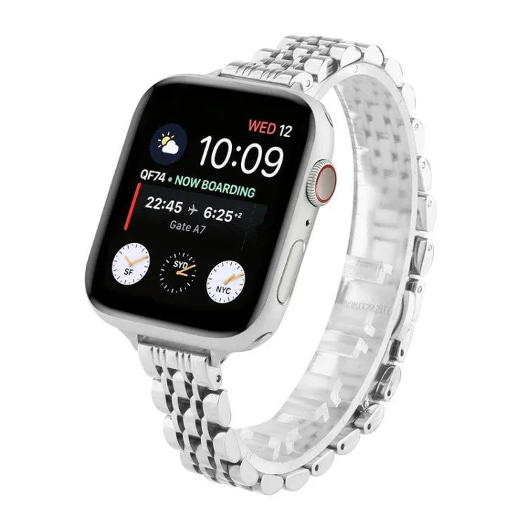Dây đeo đồng hồ thép không gỉ bảy hạt eo nhỏ Dành cho Apple Watch Series 6 & SE &, Dành cho Apple Watch Ultra 49mm / Series 8&7 45mm / SE 2&6&SE&5&4 44mm / 3&2&1 42mm, Dành cho Apple Watch Series 7 41mm / 6 & SE & 5 & 4 40mm / 3 & 2 & 1 38mm