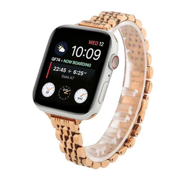 Dây đồng hồ thép không gỉ bảy hạt eo nhỏ cho Apple Watch Series 6 & SE &, Dành cho Apple Watch Series 7 45mm / 6 & SE & 5 & 4 44mm / 3 & 2 & 1 42mm, Dành cho Apple Watch Series 8&7 41mm / SE 2&6&SE&5&4 40mm / 3&2&1 38mm