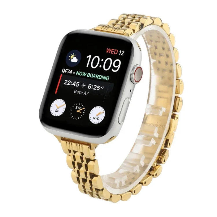 Dây đồng hồ thép không gỉ bảy hạt eo nhỏ cho Apple Watch Series 6 & SE &, Dành cho Apple Watch Series 7 45mm / 6 & SE & 5 & 4 44mm / 3 & 2 & 1 42mm, Dành cho Apple Watch Series 8&7 41mm / SE 2&6&SE&5&4 40mm / 3&2&1 38mm