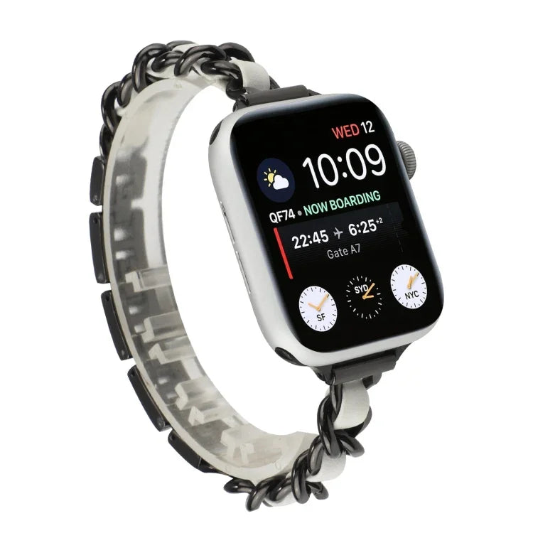 Dây đồng hồ bằng thép không gỉ với bảy hạt eo nhỏ cho Apple Watch Series 6 & SE &, cho Apple Watch Ultra 49mm / Series 8&7 45mm / SE 2&6&SE&5&4 44mm / 3&2&1 42mm, cho Apple Watch Series 8&7 41mm / SE 2&6&SE&5&4 40mm / 3&2&1 38mm