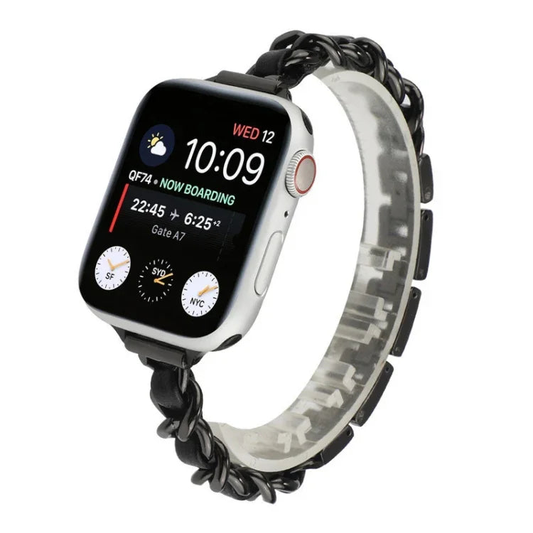 Dây đồng hồ bằng thép không gỉ với bảy hạt eo nhỏ cho Apple Watch Series 6 & SE &, cho Apple Watch Ultra 49mm / Series 8&7 45mm / SE 2&6&SE&5&4 44mm / 3&2&1 42mm, cho Apple Watch Series 8&7 41mm / SE 2&6&SE&5&4 40mm / 3&2&1 38mm