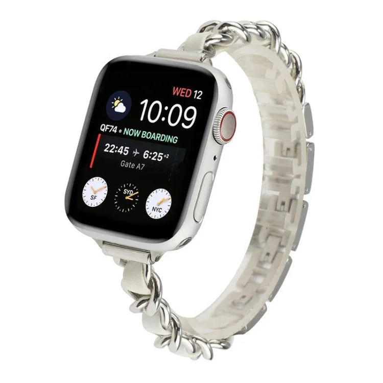 Dây đồng hồ bằng thép không gỉ với bảy hạt eo nhỏ cho Apple Watch Series 6 & SE &, cho Apple Watch Ultra 49mm / Series 8&7 45mm / SE 2&6&SE&5&4 44mm / 3&2&1 42mm, cho Apple Watch Series 8&7 41mm / SE 2&6&SE&5&4 40mm / 3&2&1 38mm