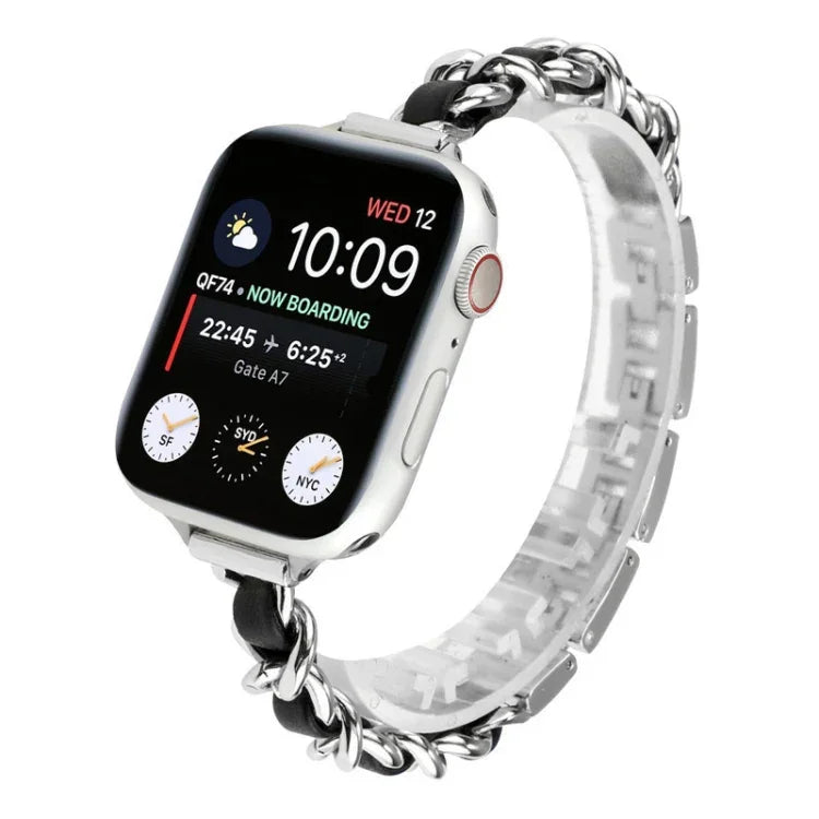 Dây đồng hồ bằng thép không gỉ với bảy hạt eo nhỏ cho Apple Watch Series 6 & SE &, cho Apple Watch Ultra 49mm / Series 8&7 45mm / SE 2&6&SE&5&4 44mm / 3&2&1 42mm, cho Apple Watch Series 8&7 41mm / SE 2&6&SE&5&4 40mm / 3&2&1 38mm