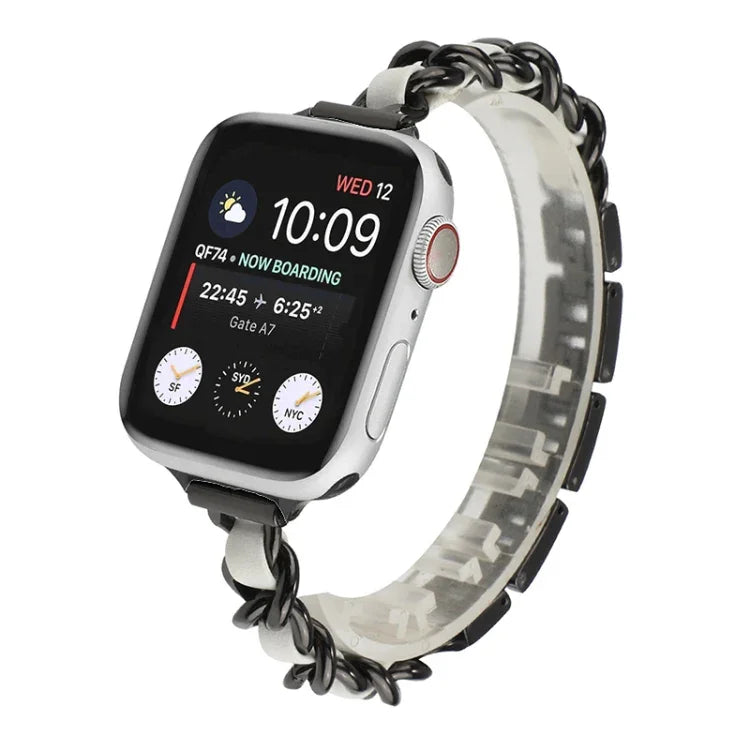 Dây đồng hồ bằng thép không gỉ với bảy hạt eo nhỏ cho Apple Watch Series 6 & SE &, cho Apple Watch Ultra 49mm / Series 8&7 45mm / SE 2&6&SE&5&4 44mm / 3&2&1 42mm, cho Apple Watch Series 8&7 41mm / SE 2&6&SE&5&4 40mm / 3&2&1 38mm