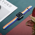 Dây đồng hồ silicone cầu vồng, Dành cho Apple Watch Series, 7 45mm / 6 & SE & 5 & 4 44mm / 3 & 2 & 1 42mm, 7 41mm / 6 & SE & 5 & 4 40mm / 3 & 2 & 1 38mm