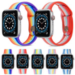 Dây đồng hồ silicone cầu vồng, Dành cho Apple Watch Series, 7 45mm / 6 & SE & 5 & 4 44mm / 3 & 2 & 1 42mm, 7 41mm / 6 & SE & 5 & 4 40mm / 3 & 2 & 1 38mm