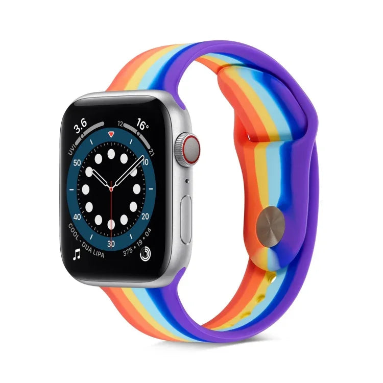 Dây đồng hồ silicone cầu vồng, Dành cho Apple Watch Series, 7 45mm / 6 & SE & 5 & 4 44mm / 3 & 2 & 1 42mm, 7 41mm / 6 & SE & 5 & 4 40mm / 3 & 2 & 1 38mm