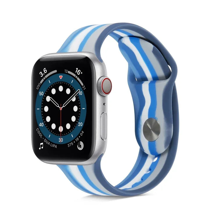 Dây đồng hồ silicone cầu vồng, Dành cho Apple Watch Series, 7 45mm / 6 & SE & 5 & 4 44mm / 3 & 2 & 1 42mm, 7 41mm / 6 & SE & 5 & 4 40mm / 3 & 2 & 1 38mm