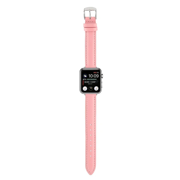 Dây đồng hồ da thật mảnh 14mm, Dành cho Apple Watch Series, 7 45mm / 6 & SE & 5 & 4 44mm / 3 & 2 & 1 42mm, 7 41mm / 6 & SE & 5 & 4 40mm / 3 & 2 & 1 38mm