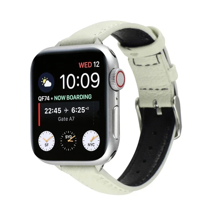 Dây đồng hồ da thật mảnh 14mm, Dành cho Apple Watch Series, 7 45mm / 6 & SE & 5 & 4 44mm / 3 & 2 & 1 42mm, 7 41mm / 6 & SE & 5 & 4 40mm / 3 & 2 & 1 38mm
