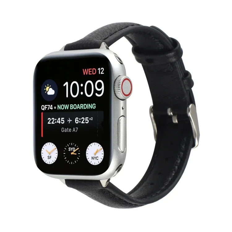 Dây đồng hồ da thật mảnh 14mm, Dành cho Apple Watch Series, 7 45mm / 6 & SE & 5 & 4 44mm / 3 & 2 & 1 42mm, 7 41mm / 6 & SE & 5 & 4 40mm / 3 & 2 & 1 38mm