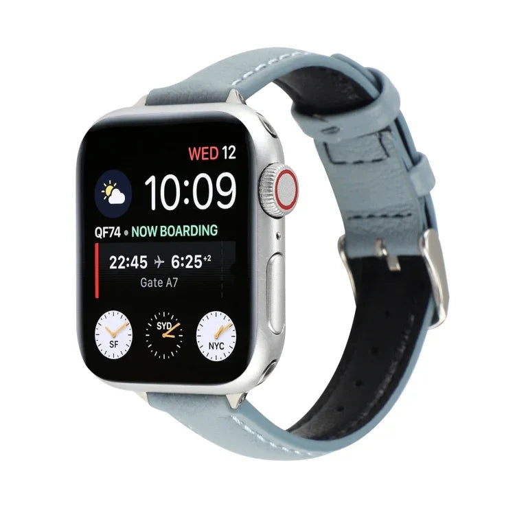 Dây đồng hồ da thật mảnh 14mm, Dành cho Apple Watch Series, 7 45mm / 6 & SE & 5 & 4 44mm / 3 & 2 & 1 42mm, 7 41mm / 6 & SE & 5 & 4 40mm / 3 & 2 & 1 38mm