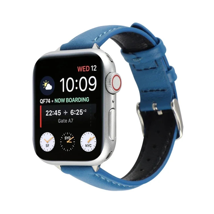 Dây đồng hồ da thật mảnh 14mm, Dành cho Apple Watch Series, 7 45mm / 6 & SE & 5 & 4 44mm / 3 & 2 & 1 42mm, 7 41mm / 6 & SE & 5 & 4 40mm / 3 & 2 & 1 38mm