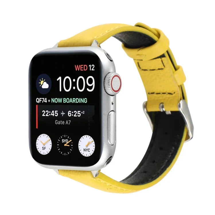Dây đồng hồ da thật mảnh 14mm, Dành cho Apple Watch Series, 7 45mm / 6 & SE & 5 & 4 44mm / 3 & 2 & 1 42mm, 7 41mm / 6 & SE & 5 & 4 40mm / 3 & 2 & 1 38mm