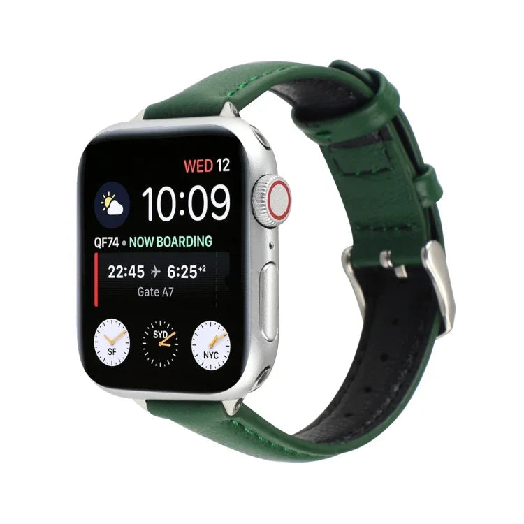 Dây đồng hồ da thật mảnh 14mm, Dành cho Apple Watch Series, 7 45mm / 6 & SE & 5 & 4 44mm / 3 & 2 & 1 42mm, 7 41mm / 6 & SE & 5 & 4 40mm / 3 & 2 & 1 38mm