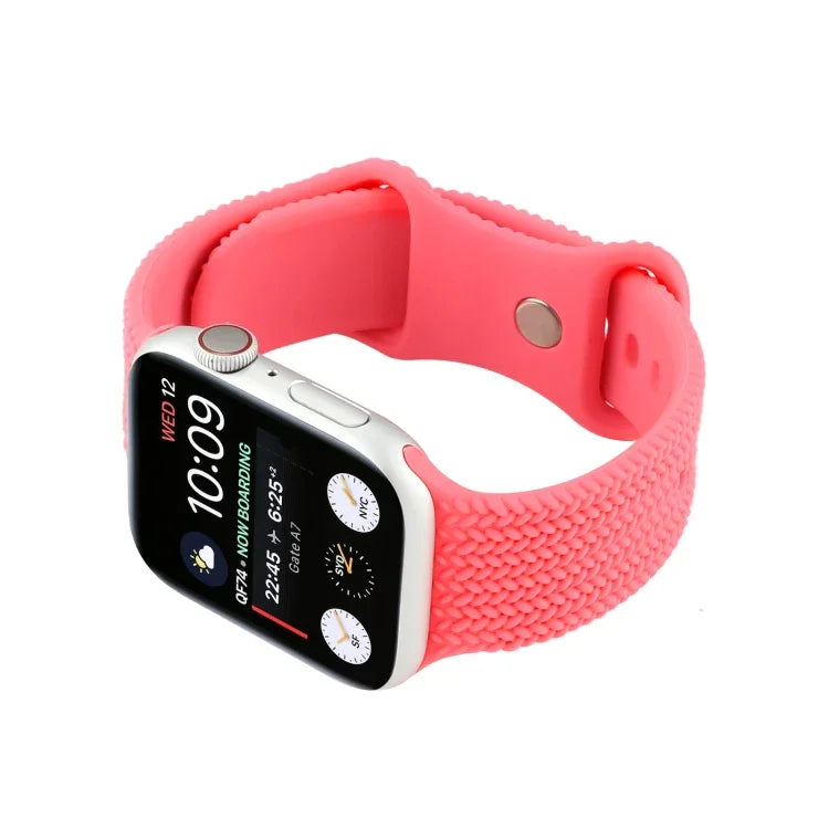 Dây đồng hồ silicone khóa số 8 họa tiết dệt, Dành cho Apple Watch Series, 7 45mm / 6 & SE & 5 & 4 44mm / 3 & 2 & 1 42mm, 7 41mm / 6 & SE & 5 & 4 40mm / 3 & 2 & 1 38mm