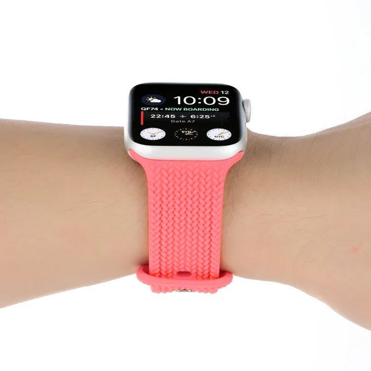Dây đồng hồ silicone khóa số 8 họa tiết dệt, Dành cho Apple Watch Series, 7 45mm / 6 & SE & 5 & 4 44mm / 3 & 2 & 1 42mm, 7 41mm / 6 & SE & 5 & 4 40mm / 3 & 2 & 1 38mm