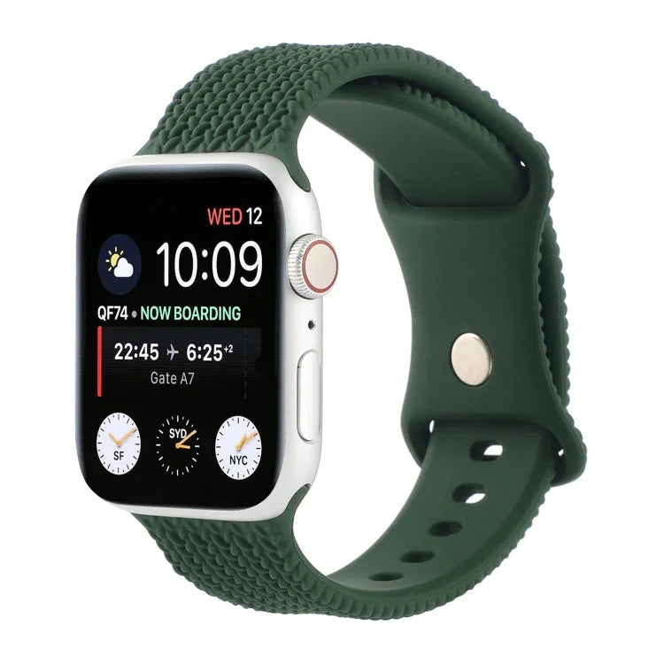 Dây đồng hồ silicone khóa số 8 họa tiết dệt, Dành cho Apple Watch Series, 7 45mm / 6 & SE & 5 & 4 44mm / 3 & 2 & 1 42mm, 7 41mm / 6 & SE & 5 & 4 40mm / 3 & 2 & 1 38mm
