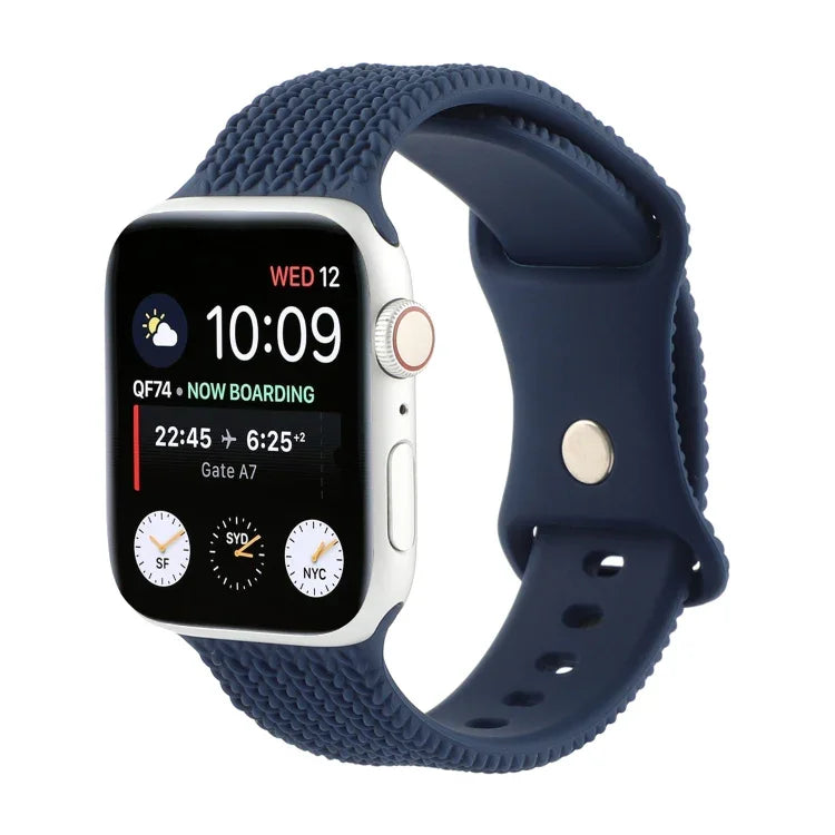 Dây đồng hồ silicone khóa số 8 họa tiết dệt, Dành cho Apple Watch Series, 7 45mm / 6 & SE & 5 & 4 44mm / 3 & 2 & 1 42mm, 7 41mm / 6 & SE & 5 & 4 40mm / 3 & 2 & 1 38mm