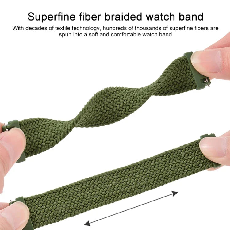 For Samsung Galaxy Watch 46mm Adjustable Nylon Braided Elasticity Replacement Strap Watchband, 165mm