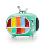 Phụ kiện vòng tay và dây chuyền DIY hạt TV mini màu sắc bằng bạc S925, TV mini màu sắc