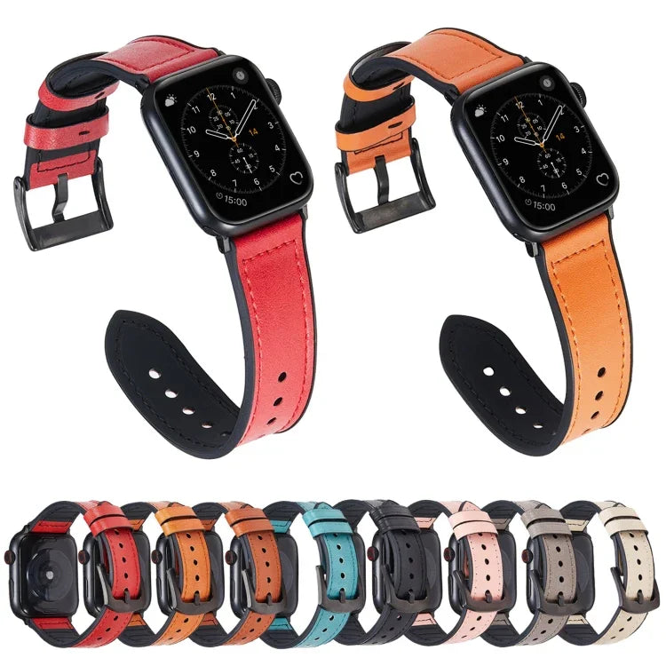 Dây đồng hồ thay thế bằng da họa tiết Crazy Horse cho Apple Watch Series, 7 45mm / 6 & SE & 5 & 4 44mm / 3 & 2 & 1 42mm, 7 41mm / 6 & SE & 5 & 4 40mm / 3 & 2 & 1 38mm