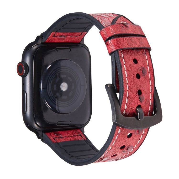 Dây đồng hồ thay thế bằng da họa tiết đà điểu cho Apple Watch Series, 7 45mm / 6 & SE & 5 & 4 44mm / 3 & 2 & 1 42mm, 7 41mm / 6 & SE & 5 & 4 40mm / 3 & 2 & 1 38mm