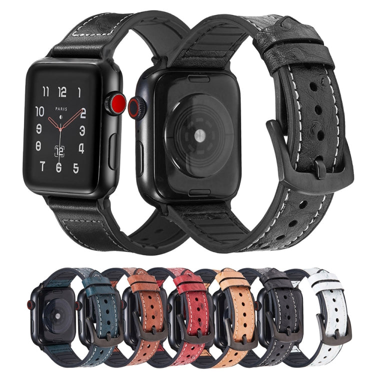 Dây đồng hồ thay thế bằng da họa tiết đà điểu cho Apple Watch Series, 7 45mm / 6 & SE & 5 & 4 44mm / 3 & 2 & 1 42mm, 7 41mm / 6 & SE & 5 & 4 40mm / 3 & 2 & 1 38mm