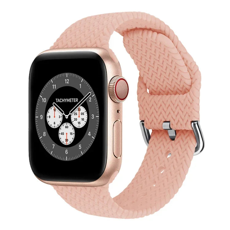 Dây đồng hồ thay thế bằng silicone bện có khóa cho Apple Watch Series, 7 45mm / 6 & SE & 5 & 4 44mm / 3 & 2 & 1 42mm, 7 41mm / 6 & SE & 5 & 4 40mm / 3 & 2 & 1 38mm