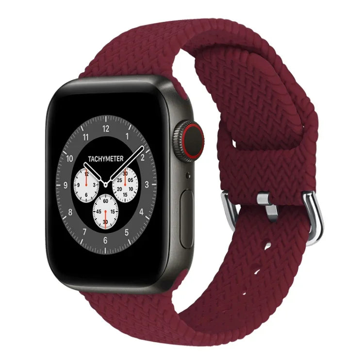 Dây đồng hồ thay thế bằng silicone bện có khóa cho Apple Watch Series, 7 45mm / 6 & SE & 5 & 4 44mm / 3 & 2 & 1 42mm, 7 41mm / 6 & SE & 5 & 4 40mm / 3 & 2 & 1 38mm