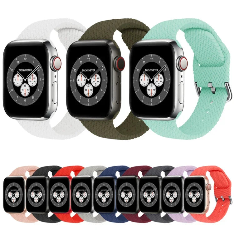 Dây đồng hồ thay thế bằng silicone bện có khóa cho Apple Watch Series, 7 45mm / 6 & SE & 5 & 4 44mm / 3 & 2 & 1 42mm, 7 41mm / 6 & SE & 5 & 4 40mm / 3 & 2 & 1 38mm