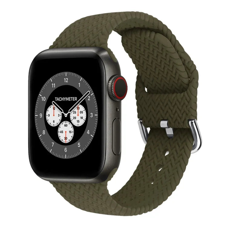 Dây đồng hồ thay thế bằng silicone bện có khóa cho Apple Watch Series, 7 45mm / 6 & SE & 5 & 4 44mm / 3 & 2 & 1 42mm, 7 41mm / 6 & SE & 5 & 4 40mm / 3 & 2 & 1 38mm