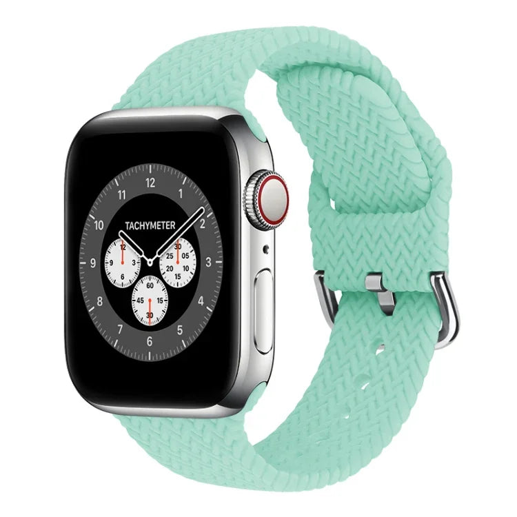 Dây đồng hồ thay thế bằng silicone bện có khóa cho Apple Watch Series, 7 45mm / 6 & SE & 5 & 4 44mm / 3 & 2 & 1 42mm, 7 41mm / 6 & SE & 5 & 4 40mm / 3 & 2 & 1 38mm