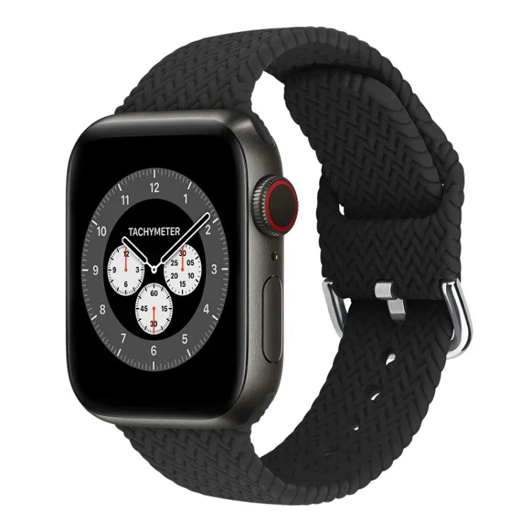 Dây đồng hồ thay thế bằng silicone bện có khóa cho Apple Watch Series, 7 45mm / 6 & SE & 5 & 4 44mm / 3 & 2 & 1 42mm, 7 41mm / 6 & SE & 5 & 4 40mm / 3 & 2 & 1 38mm