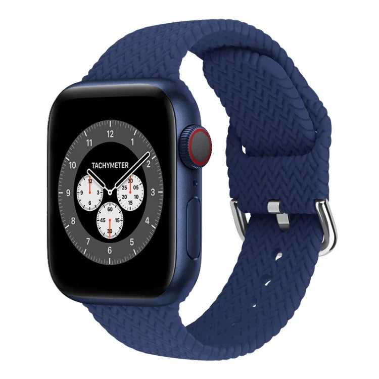 Dây đồng hồ thay thế bằng silicone bện có khóa cho Apple Watch Series, 7 45mm / 6 & SE & 5 & 4 44mm / 3 & 2 & 1 42mm, 7 41mm / 6 & SE & 5 & 4 40mm / 3 & 2 & 1 38mm