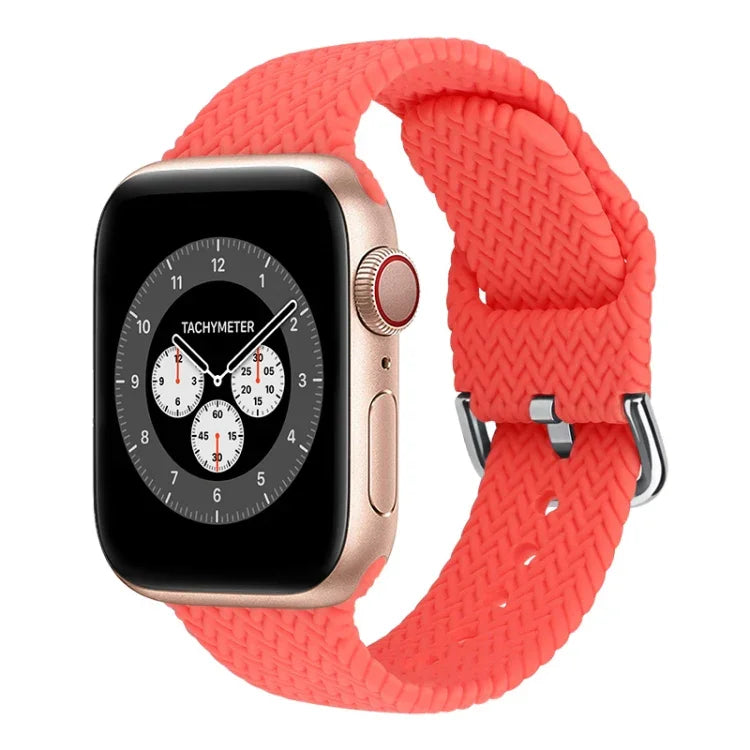 Dây đồng hồ thay thế bằng silicone bện có khóa cho Apple Watch Series, 7 45mm / 6 & SE & 5 & 4 44mm / 3 & 2 & 1 42mm, 7 41mm / 6 & SE & 5 & 4 40mm / 3 & 2 & 1 38mm