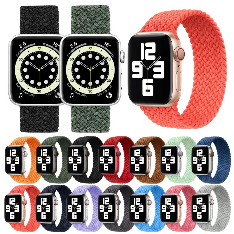 Dây đồng hồ thay thế bằng nylon bện đầu kim loại màu trơn cho Apple Watch Series 6 & SE & 5 & 4 40mm / 3 & 2 & 1 38mm, L 155mm