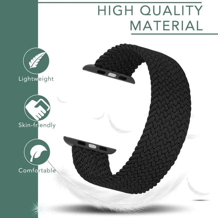 Dây đồng hồ thay thế bằng nylon bện đầu kim loại màu trơn cho Apple Watch Series 6 & SE & 5 & 4 44mm / 3 & 2 & 1 42mm, L 165mm