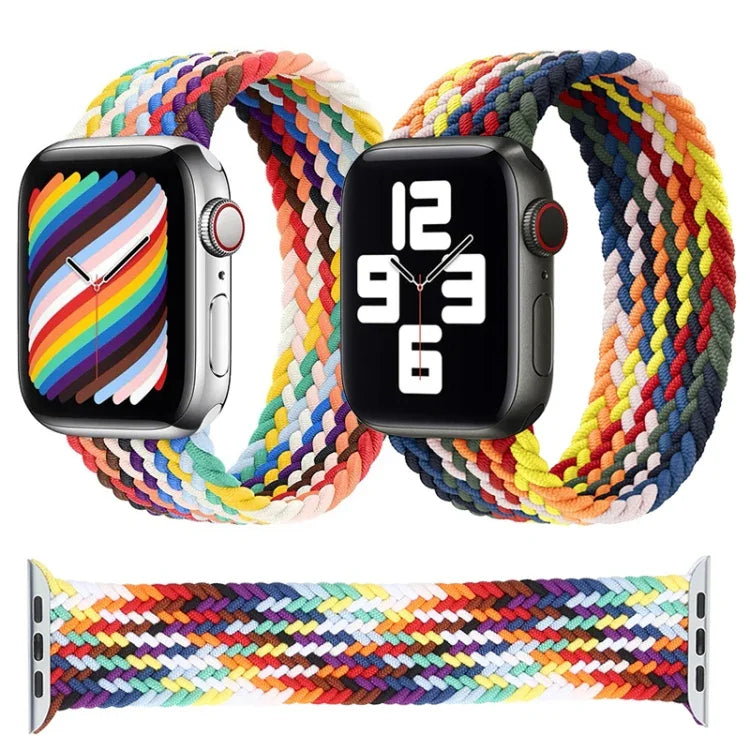 Dây đồng hồ thay thế vòng đơn bện cầu vồng, Kích thước: S 135mm cho Apple Watch Series 6 & SE & 5 & 4 44mm / 3 & 2 & 1 42mm, S 135mm 44mm / 42mm