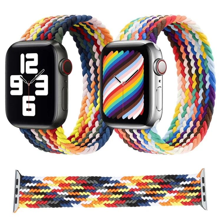 Dây đồng hồ thay thế vòng đơn bện cầu vồng, Kích thước: L 165mm cho Apple Watch Series 6 & SE & 5 & 4 44mm / 3 & 2 & 1 42mm, L 165mm 44mm / 42mm