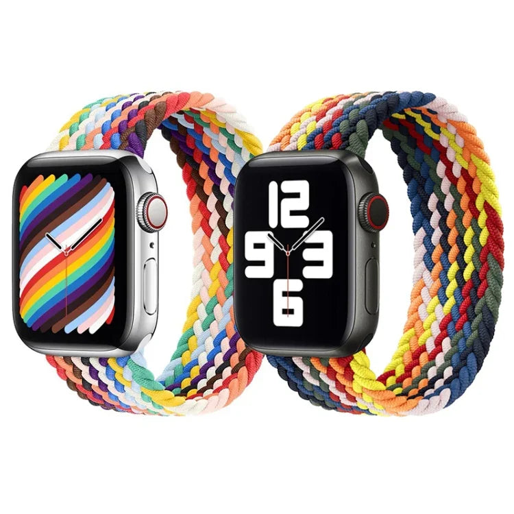 Dây đồng hồ thay thế vòng đơn bện cầu vồng, Kích thước: S 130mm cho Apple Watch Series 6 & SE & 5 & 4 40mm / 3 & 2 & 1 38mm, S 130mm 40mm / 38mm