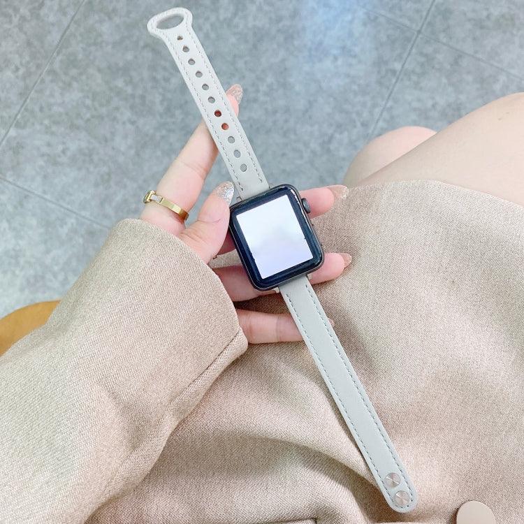Dây đồng hồ dây da thật khóa đôi đinh tán cho Apple Watch Series, 7 45mm / 6 & SE & 5 & 4 44mm / 3 & 2 & 1 42mm, 7 41mm / 6 & SE & 5 & 4 40mm / 3 & 2 & 1 38mm