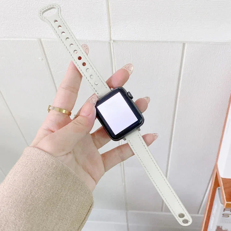 Dây đồng hồ dây da thật khóa đôi đinh tán cho Apple Watch Series, 7 45mm / 6 & SE & 5 & 4 44mm / 3 & 2 & 1 42mm, 7 41mm / 6 & SE & 5 & 4 40mm / 3 & 2 & 1 38mm