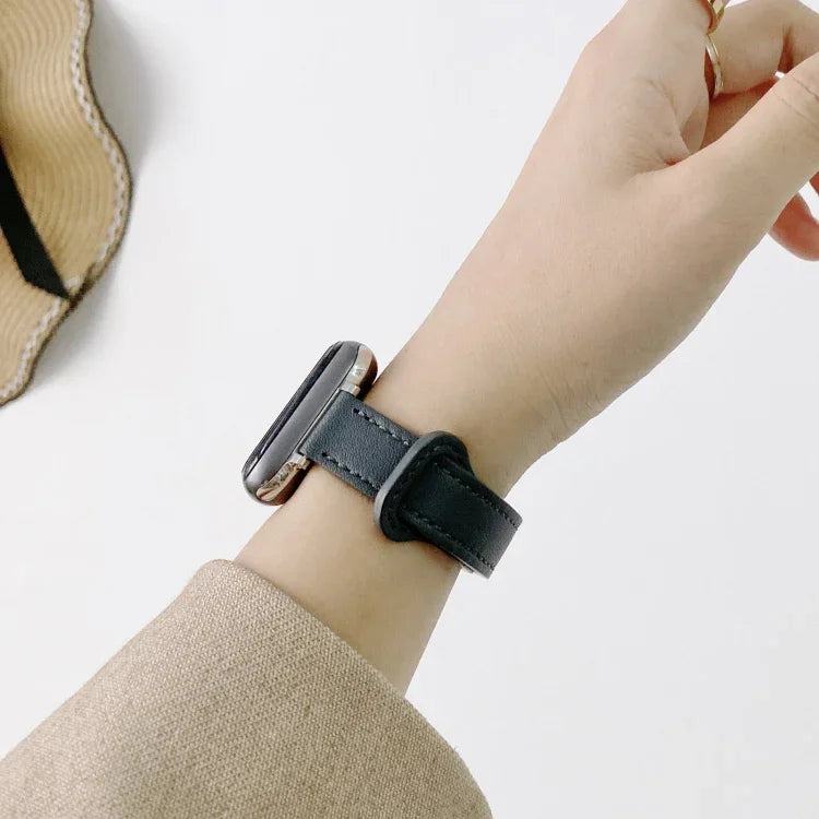 Dây đồng hồ dây da thật khóa đôi đinh tán cho Apple Watch Series, 7 45mm / 6 & SE & 5 & 4 44mm / 3 & 2 & 1 42mm, 7 41mm / 6 & SE & 5 & 4 40mm / 3 & 2 & 1 38mm