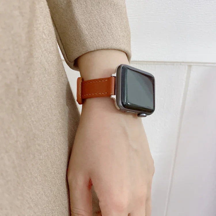 Dây đồng hồ dây da thật khóa đôi đinh tán cho Apple Watch Series, 7 45mm / 6 & SE & 5 & 4 44mm / 3 & 2 & 1 42mm, 7 41mm / 6 & SE & 5 & 4 40mm / 3 & 2 & 1 38mm