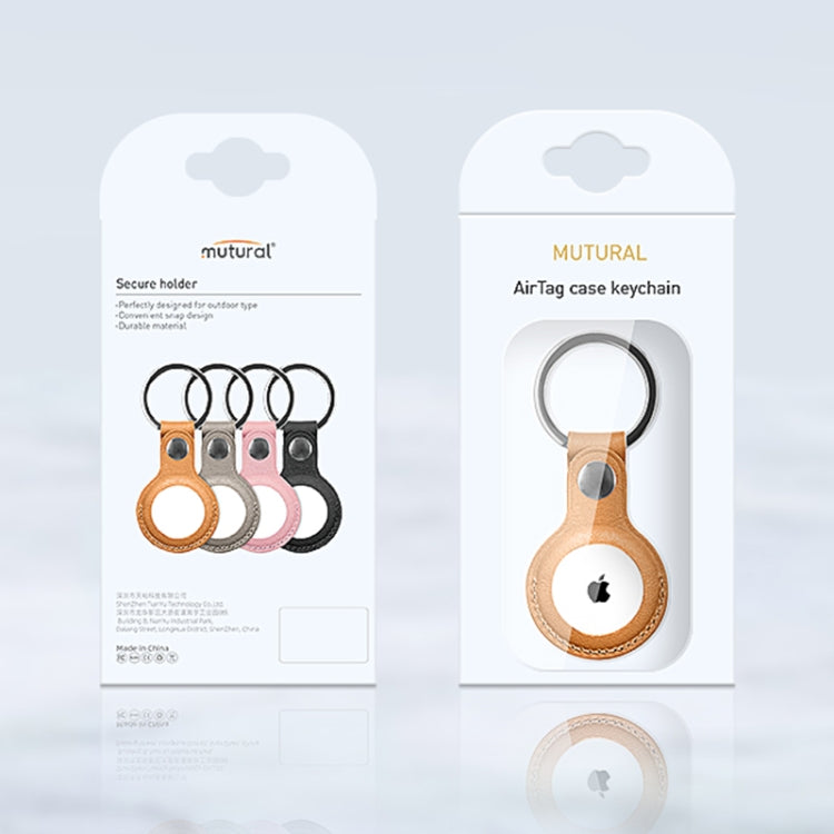 Ốp bảo vệ bằng da PU Mutural kèm móc khóa cho AirTag thế hệ 2 / AirTag thế hệ 1