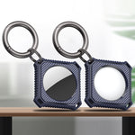 Ốp vỏ sợi carbon hình vuông có vòng móc chìa khóa cho AirTag thế hệ 2 / AirTag thế hệ 1